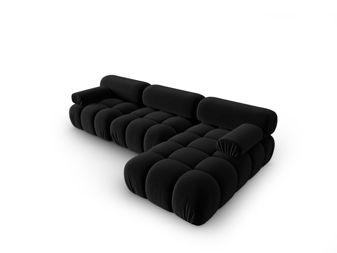 Cosmopolitan Design högervänd sammetsmodulhörnsoffa, "Cortina", 4-sits, 282 × 155 × 70 cm, Bluvel, svarta plastben