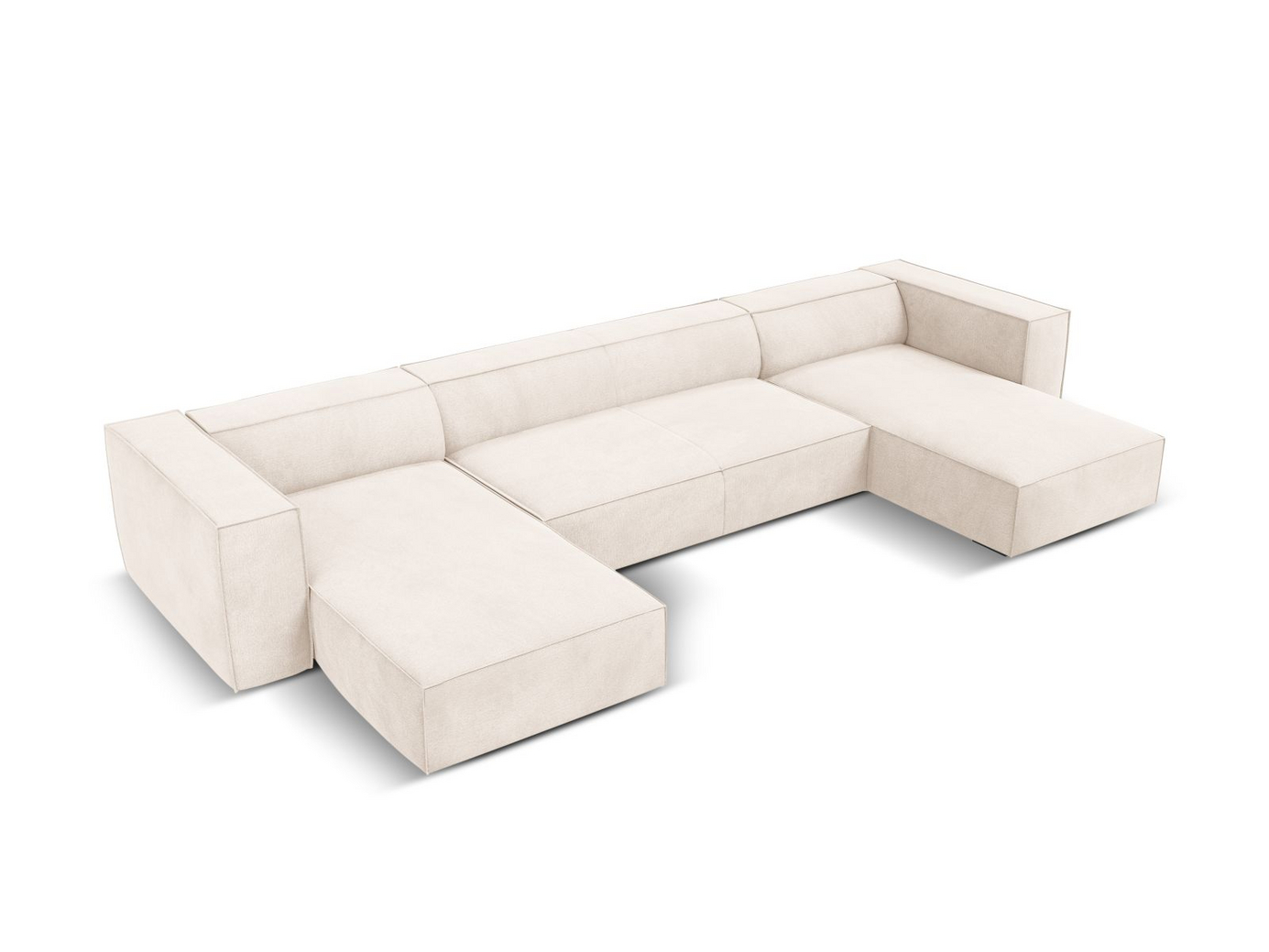Cosmopolitan Design panoramasoffa, "Turin", 6-sits, 375 × 173 × 68 cm, Rosario, ben i svart bok