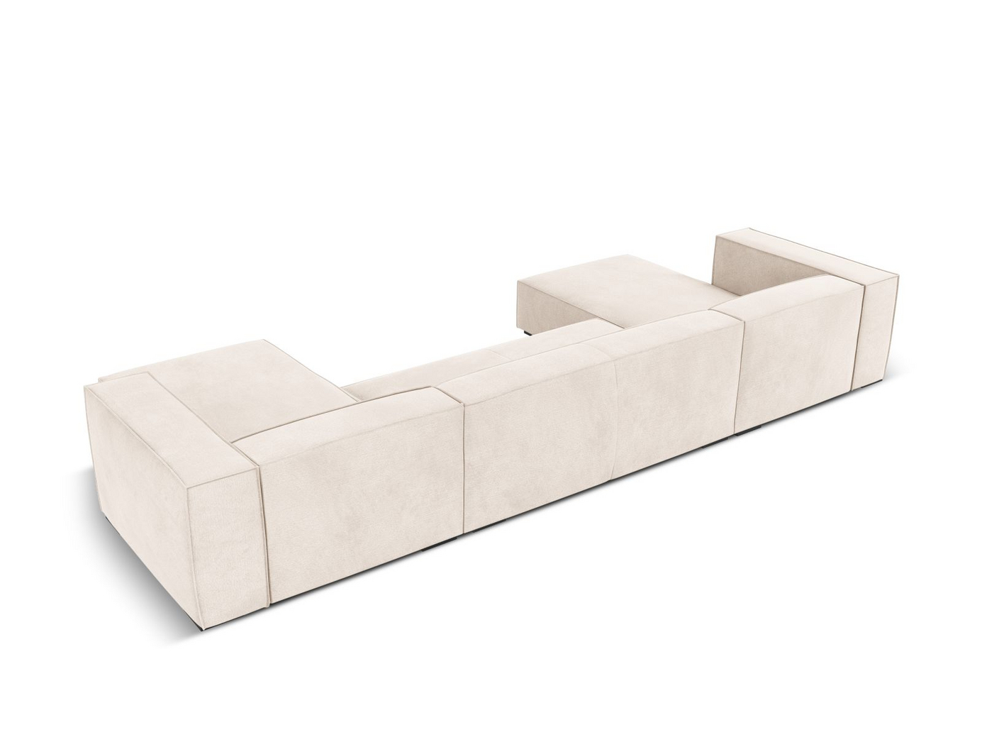 Cosmopolitan Design panoramasoffa, "Turin", 6-sits, 375 × 173 × 68 cm, Rosario, ben i svart bok