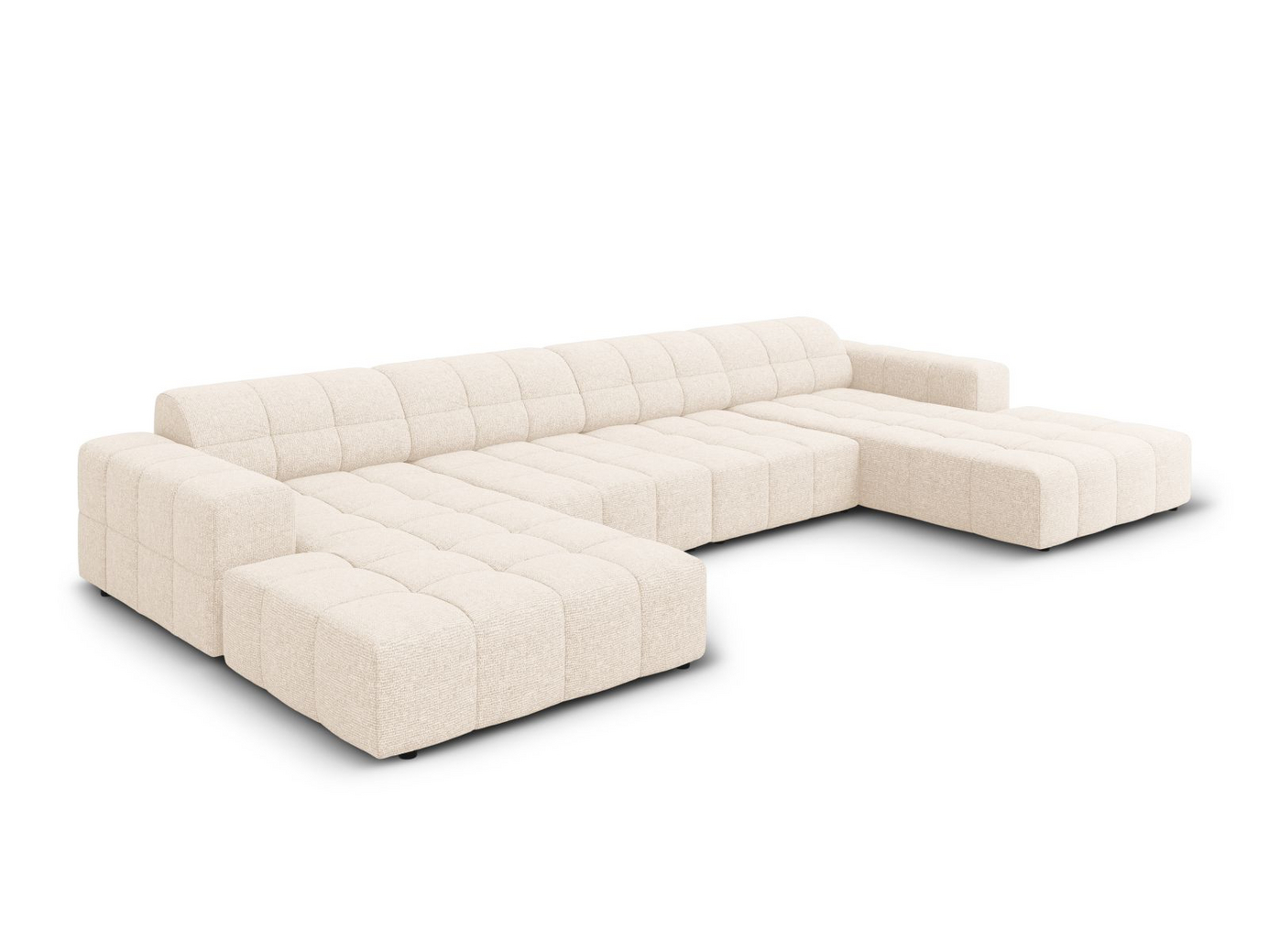 Cosmopolitan Design panoramasoffa, "Chicago", 6-sits, 375 × 167 × 78 cm, Haga, svarta plastben