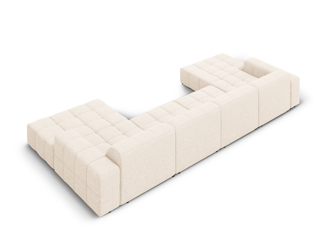 Cosmopolitan Design panoramasoffa, "Chicago", 6-sits, 375 × 167 × 78 cm, Haga, svarta plastben