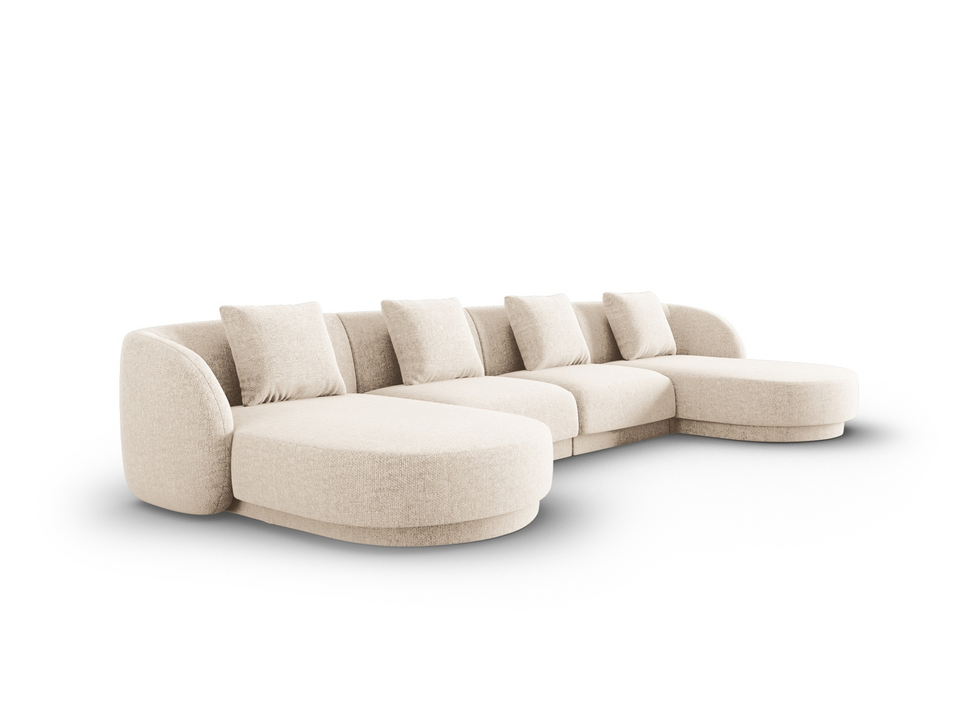 Cosmopolitan Design panoramasoffa, "Tulum", 5-sits, 330 × 156 × 70 cm, Haga, svarta plastben