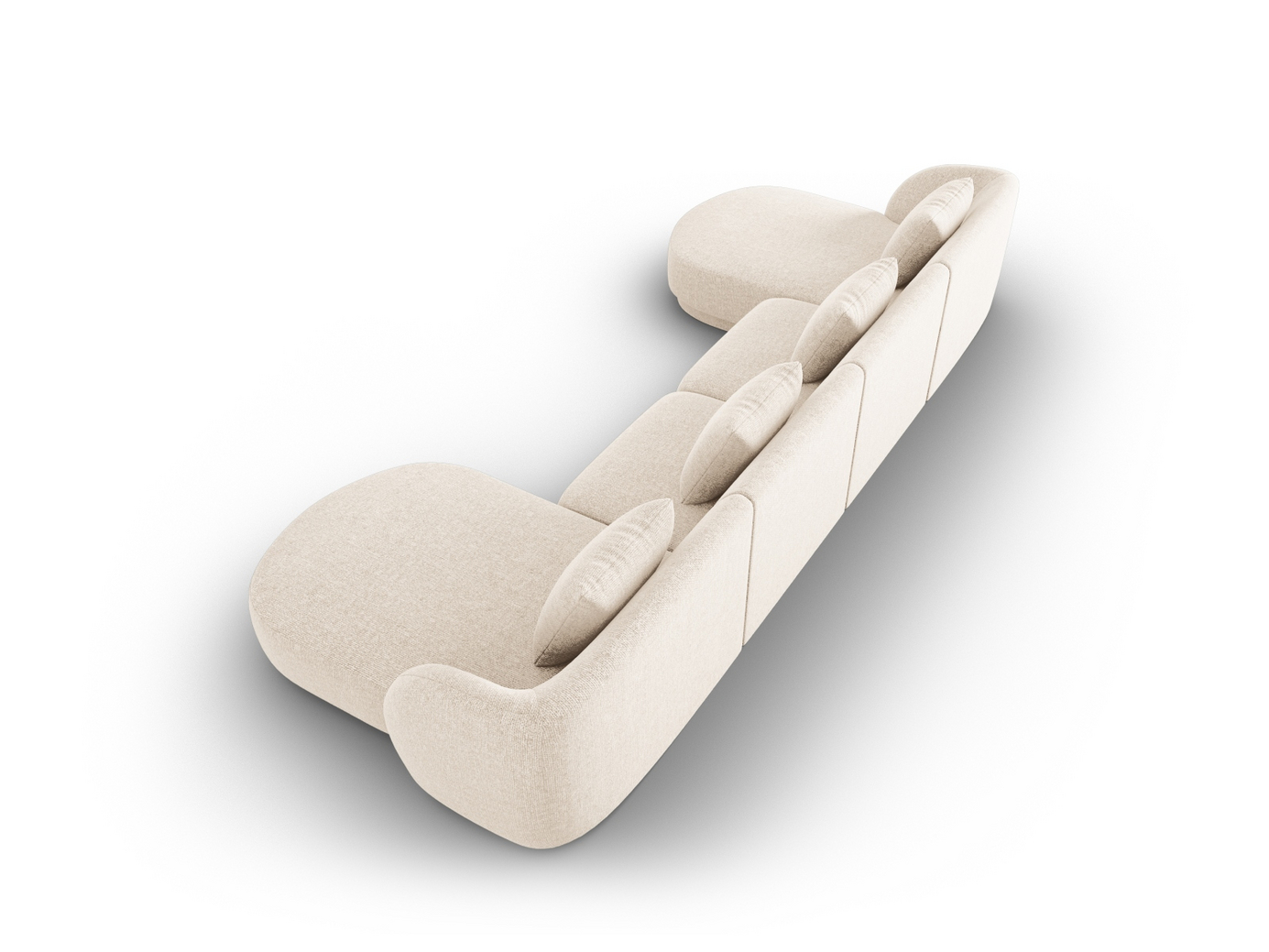 Cosmopolitan Design panoramasoffa, "Tulum", 5-sits, 330 × 156 × 70 cm, Haga, svarta plastben