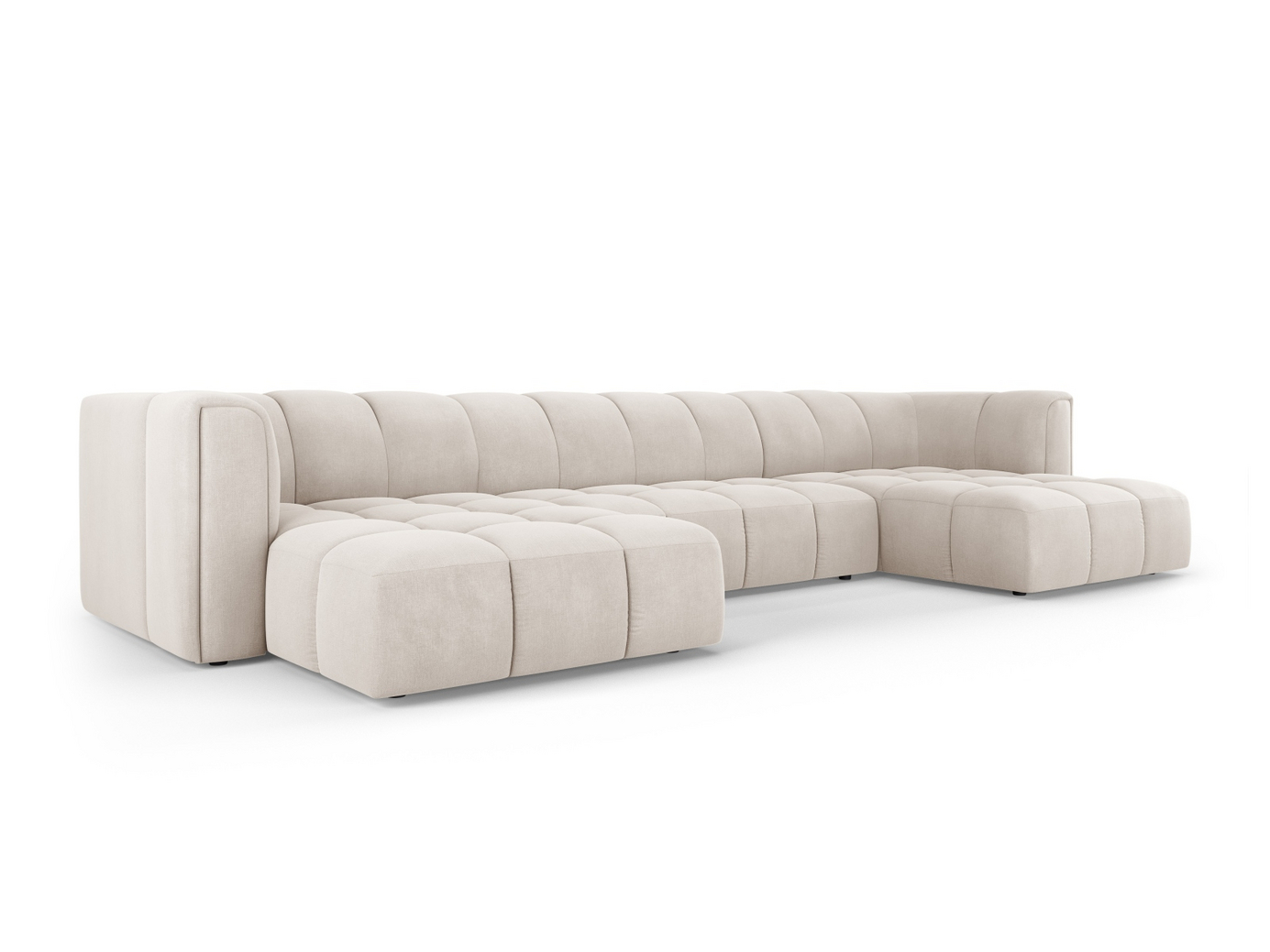Cosmopolitan Design panoramasoffa, "Moritz", 5-sits, 346 × 160 × 70 cm, Rebel, svarta plastben