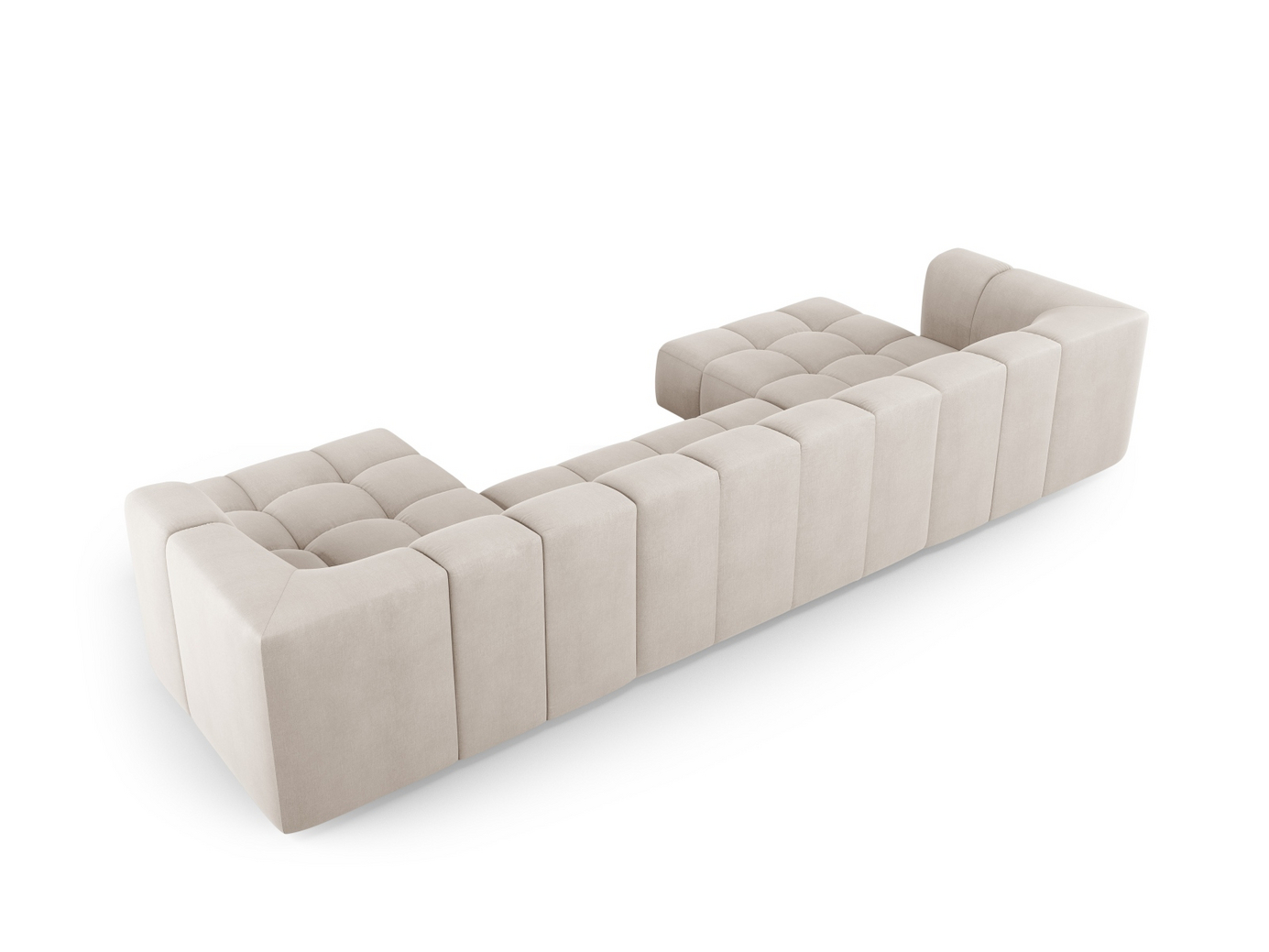 Cosmopolitan Design panoramasoffa, "Moritz", 5-sits, 346 × 160 × 70 cm, Rebel, svarta plastben