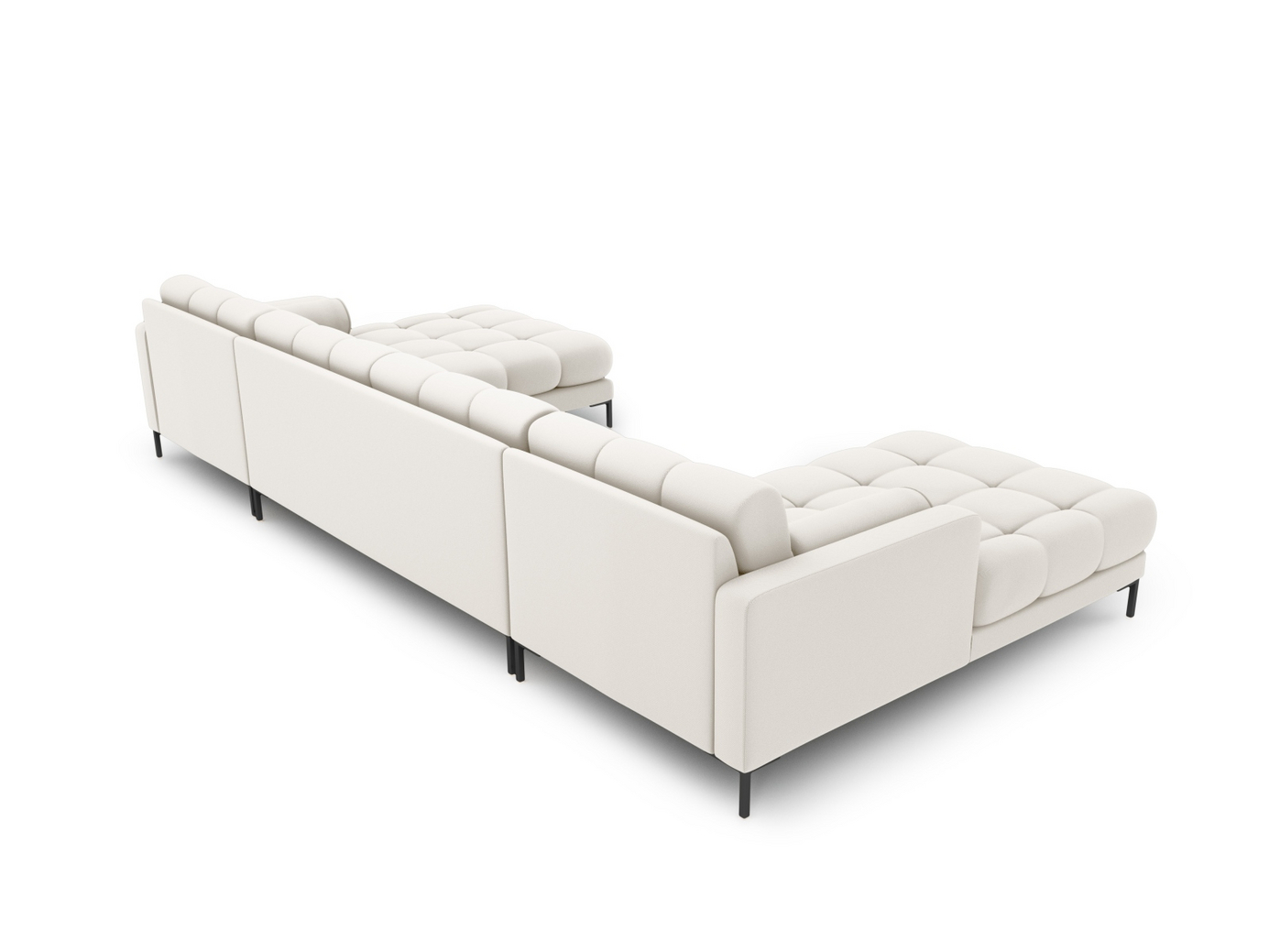 Cosmopolitan Design panoramasoffa, "Bali", 7-sits, 383 × 185 × 75 cm, Neve, svarta metallben