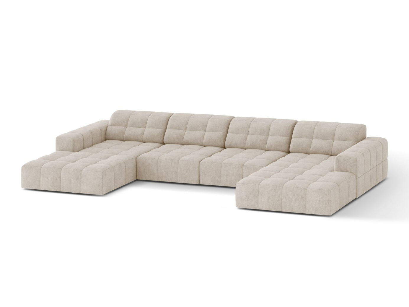 Cosmopolitan Design panoramasoffa, "Chicago", 6-sits, 375 × 167 × 78 cm, Eden 10, svarta plastben
