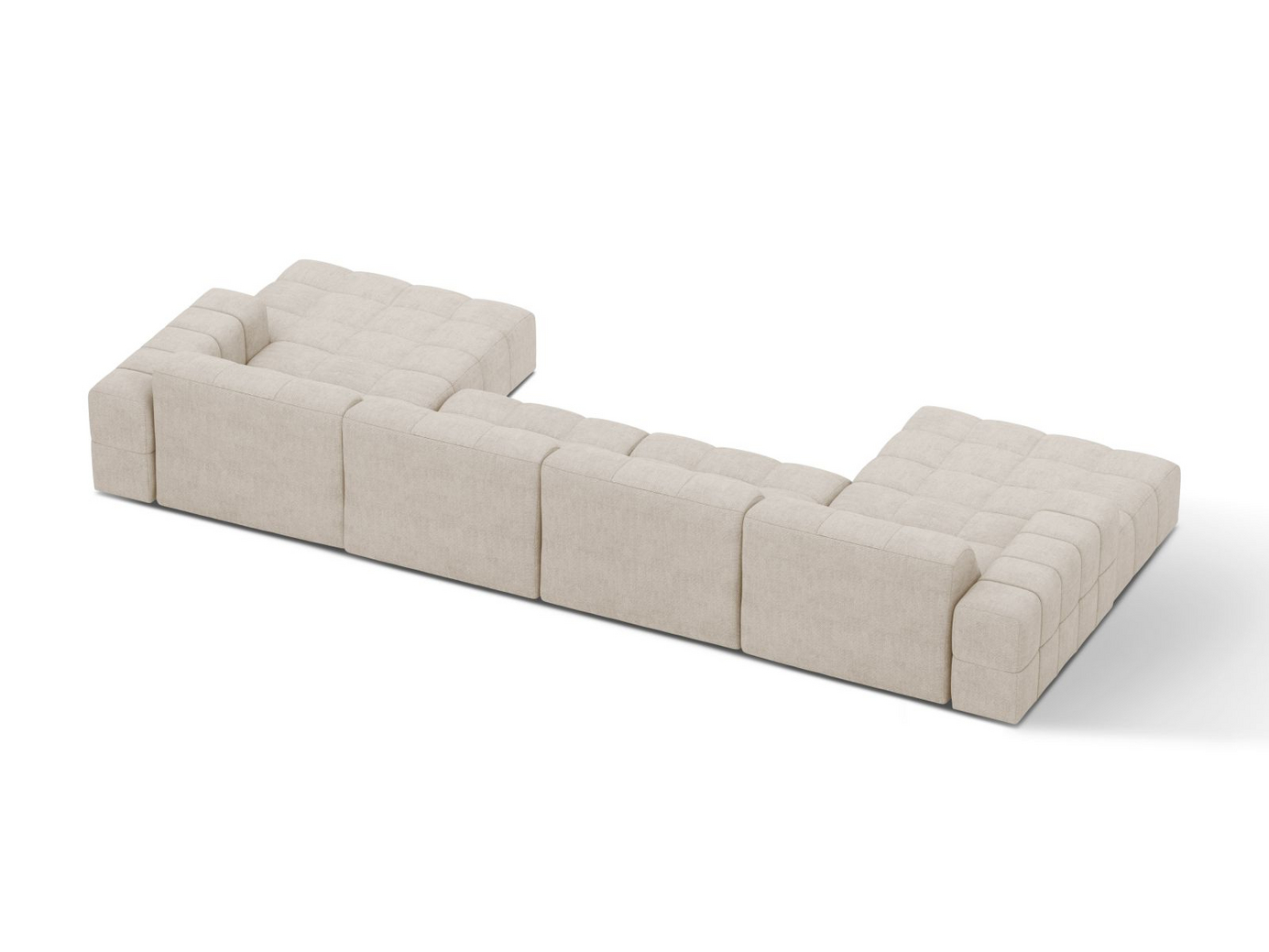 Cosmopolitan Design panoramasoffa, "Chicago", 6-sits, 375 × 167 × 78 cm, Eden 10, svarta plastben