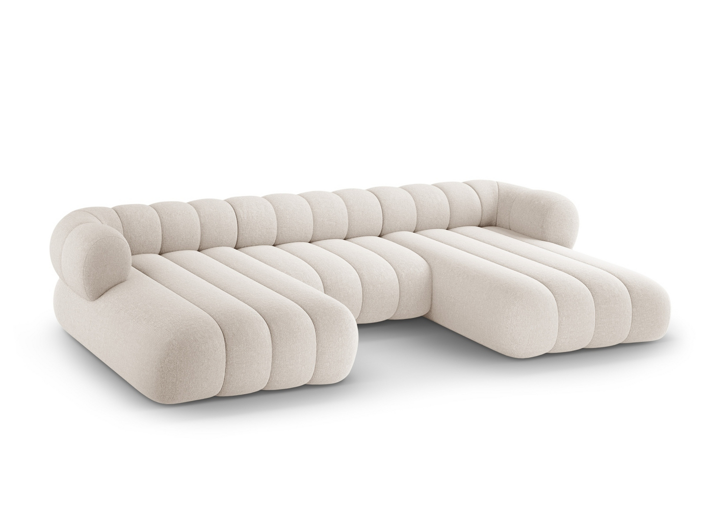 Cosmopolitan Design panoramasoffa, "Koge", 6-sits, 348 × 165 × 70 cm, Eden 10, svarta plastben
