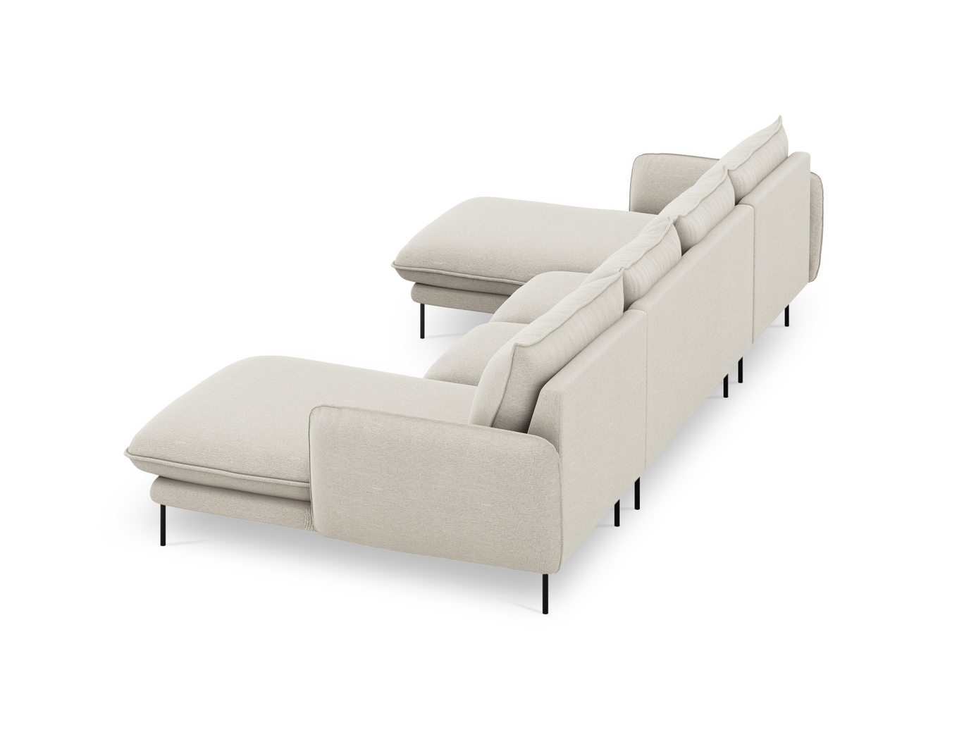 Cosmopolitan Design panoramasoffa, "Vienna", 6-sits, 350 × 170 × 95 cm, Positano, svarta metallben