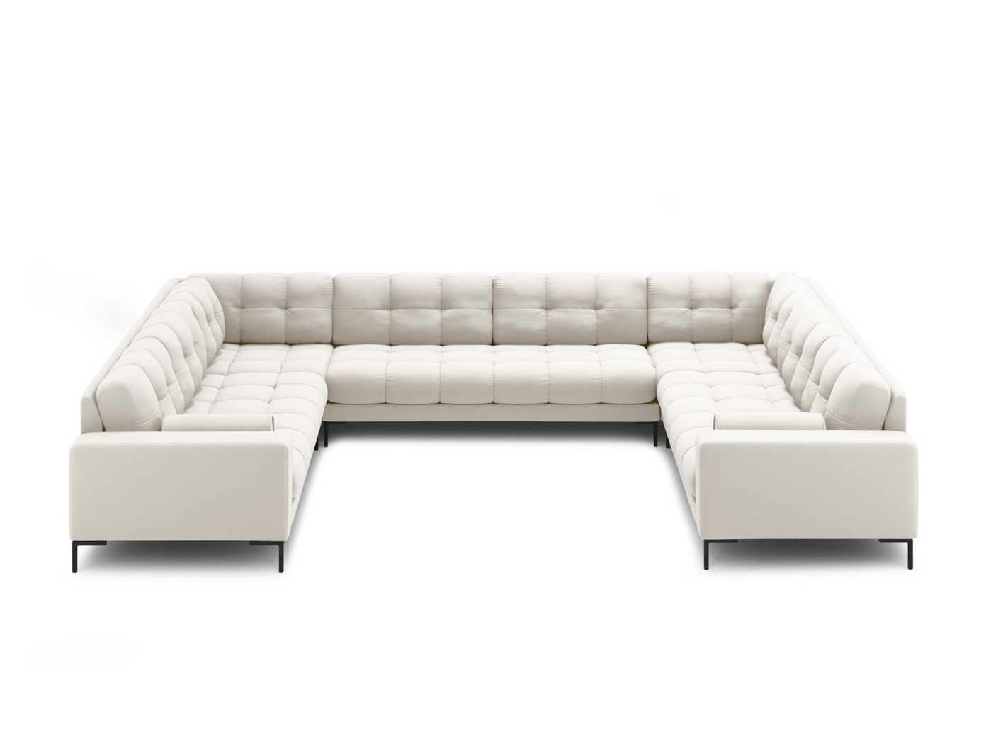 Cosmopolitan Design panoramasoffa, "Bali", 9-sits, 327 × 256 × 75 cm, Neve, svarta metallben