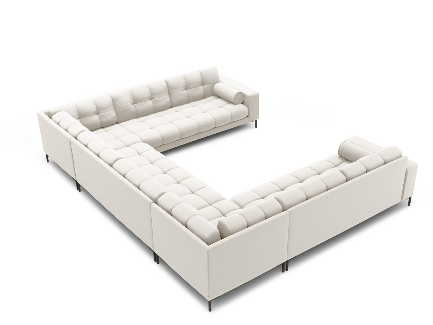 Cosmopolitan Design panoramasoffa, "Bali", 9-sits, 327 × 256 × 75 cm, Neve, svarta metallben