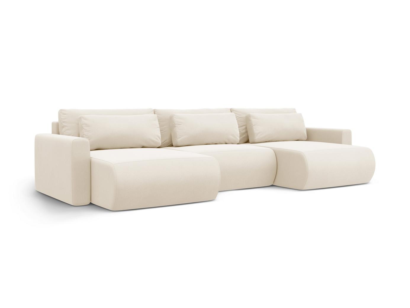 Cosmopolitan Design sammetspanoramabäddsoffa med förvaring, "Belfast", 4-sits, 340 × 149 × 84 cm, Magic Velvet, svarta plastben