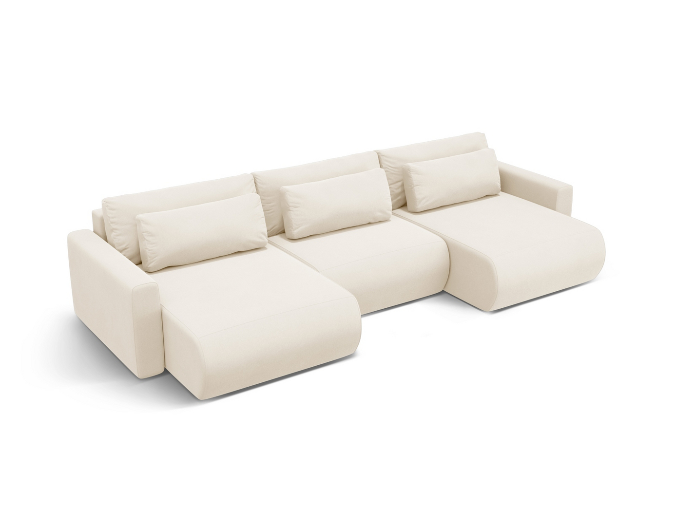 Cosmopolitan Design sammetspanoramabäddsoffa med förvaring, "Belfast", 4-sits, 340 × 149 × 84 cm, Magic Velvet, svarta plastben