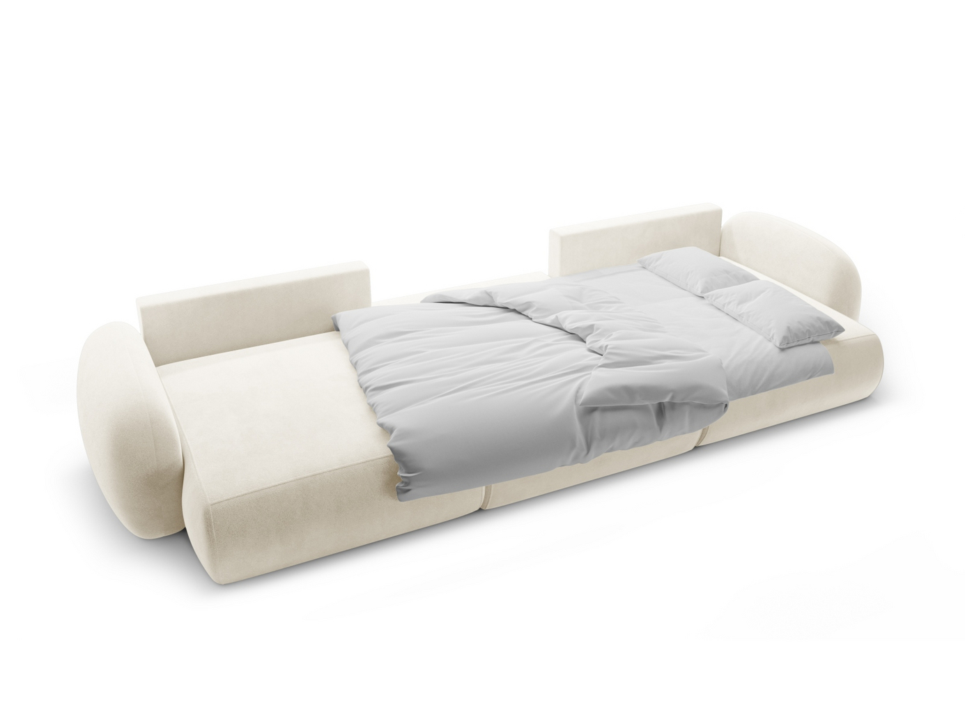 Cosmopolitan Design sammetspanoramabäddsoffa med förvaring, "Tonale", 5-sits, 362 × 149 × 88 cm, Magic Velvet, svarta plastben