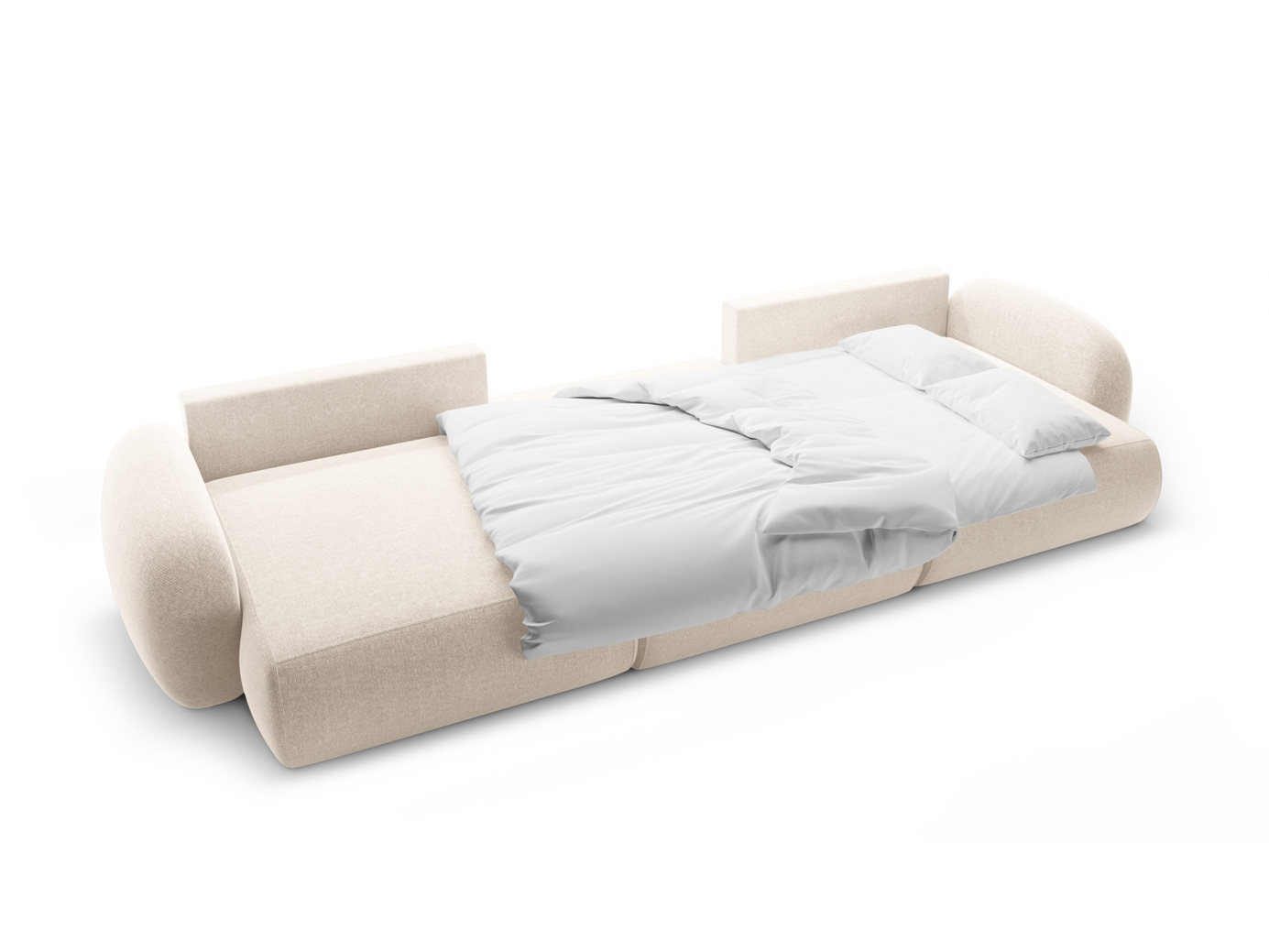 Cosmopolitan Design panoramabäddsoffa med förvaring, "Tonale", 5-sits, 362 × 149 × 88 cm, Eden 10, svarta plastben