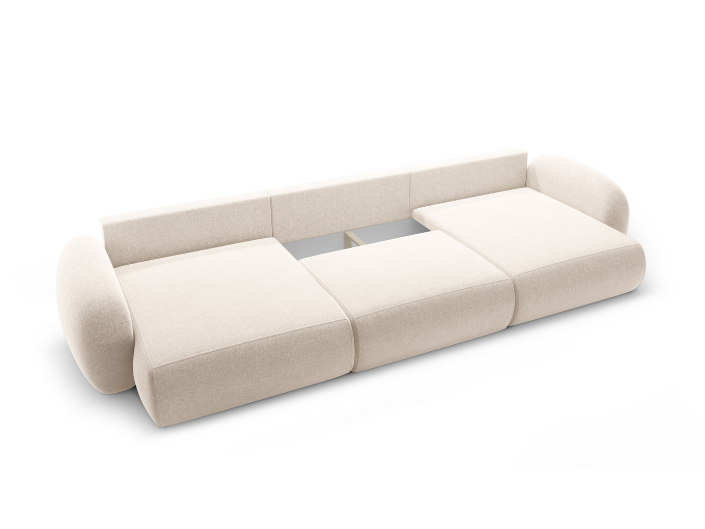 Cosmopolitan Design panoramabäddsoffa med förvaring, "Tonale", 5-sits, 362 × 149 × 88 cm, Eden 10, svarta plastben