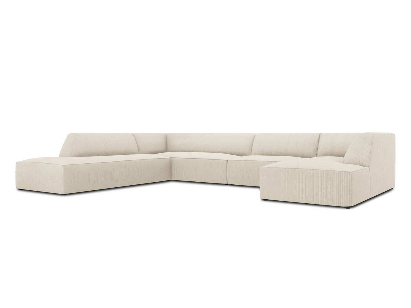 Cosmopolitan Design vänstervänd panoramahörnsoffa, "Siena", 7-sits, 366 × 273 × 69 cm, Scala, svarta plastben