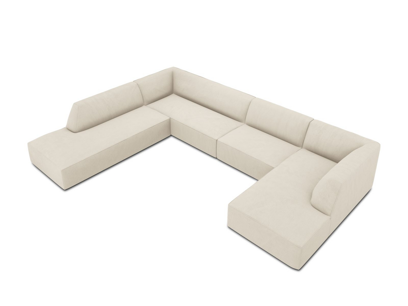 Cosmopolitan Design vänstervänd panoramahörnsoffa, "Siena", 7-sits, 366 × 273 × 69 cm, Scala, svarta plastben