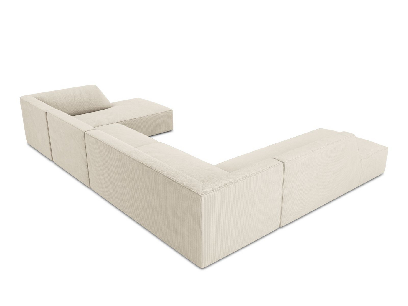 Cosmopolitan Design vänstervänd panoramahörnsoffa, "Siena", 7-sits, 366 × 273 × 69 cm, Scala, svarta plastben