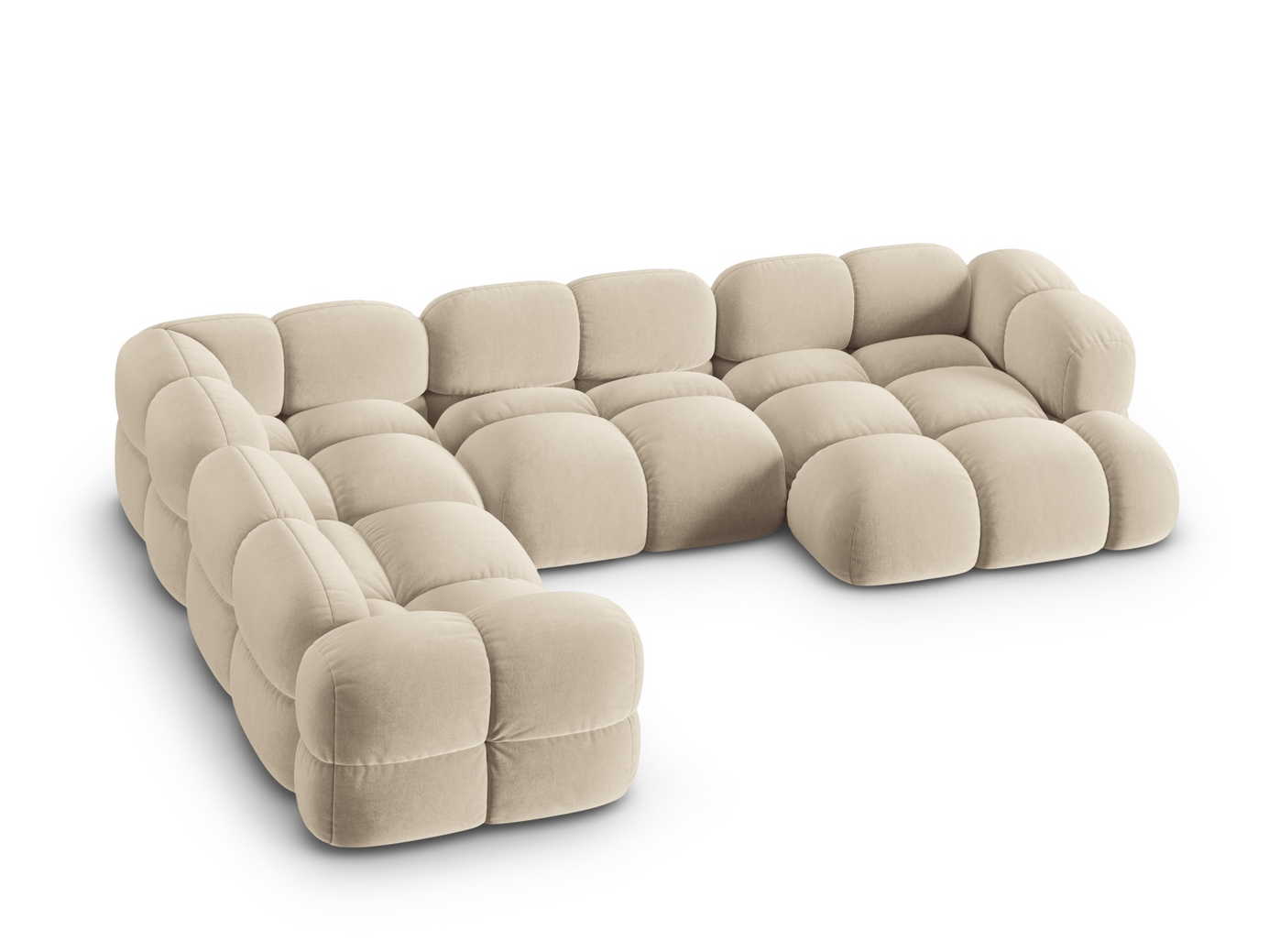 Cosmopolitan Design vänstervänd sammetspanoramahörnsoffa, "Loretto", 5-sits, 345 × 250 × 68 cm, Vogue, svarta plastben