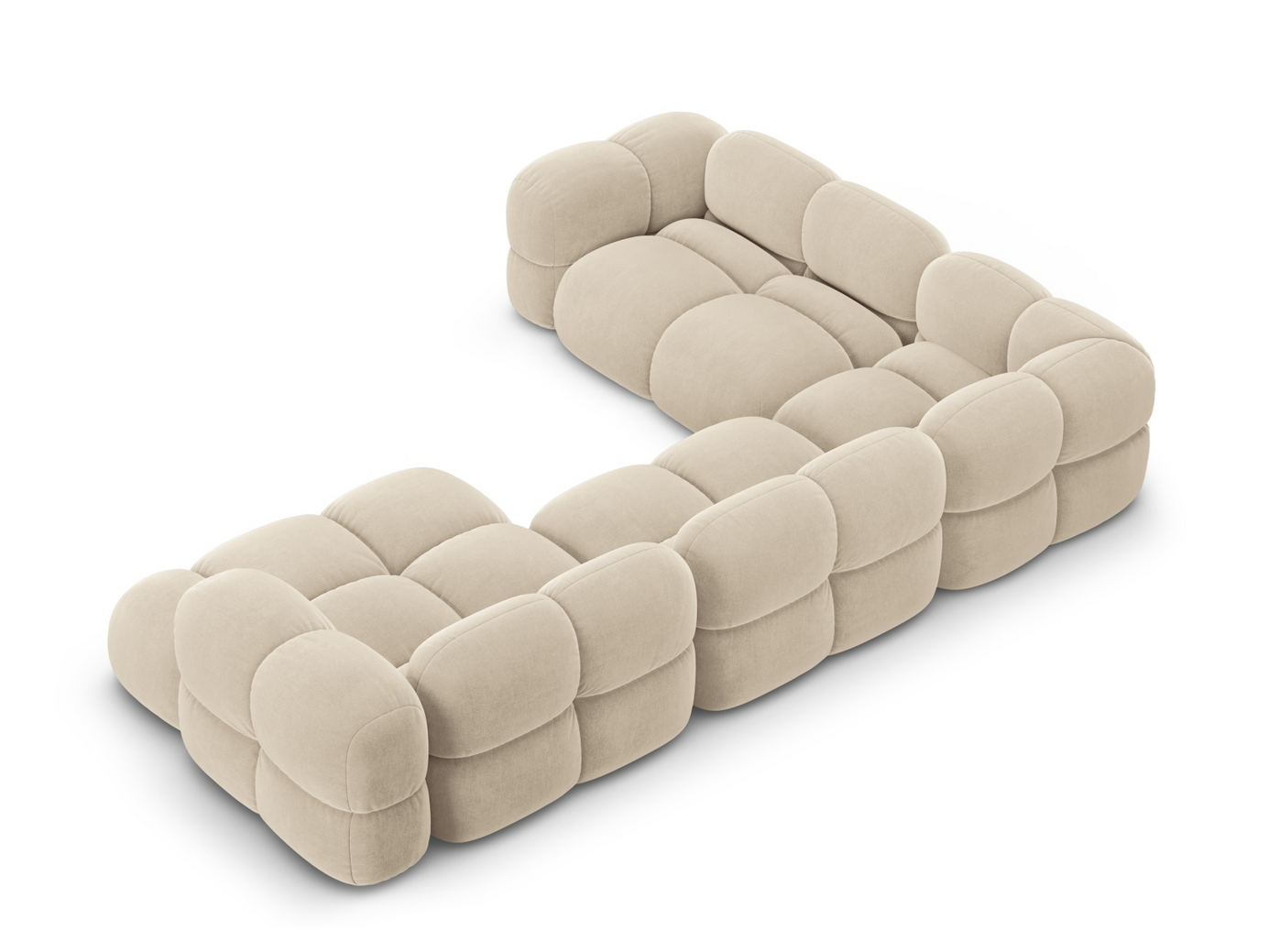 Cosmopolitan Design vänstervänd sammetspanoramahörnsoffa, "Loretto", 5-sits, 345 × 250 × 68 cm, Vogue, svarta plastben