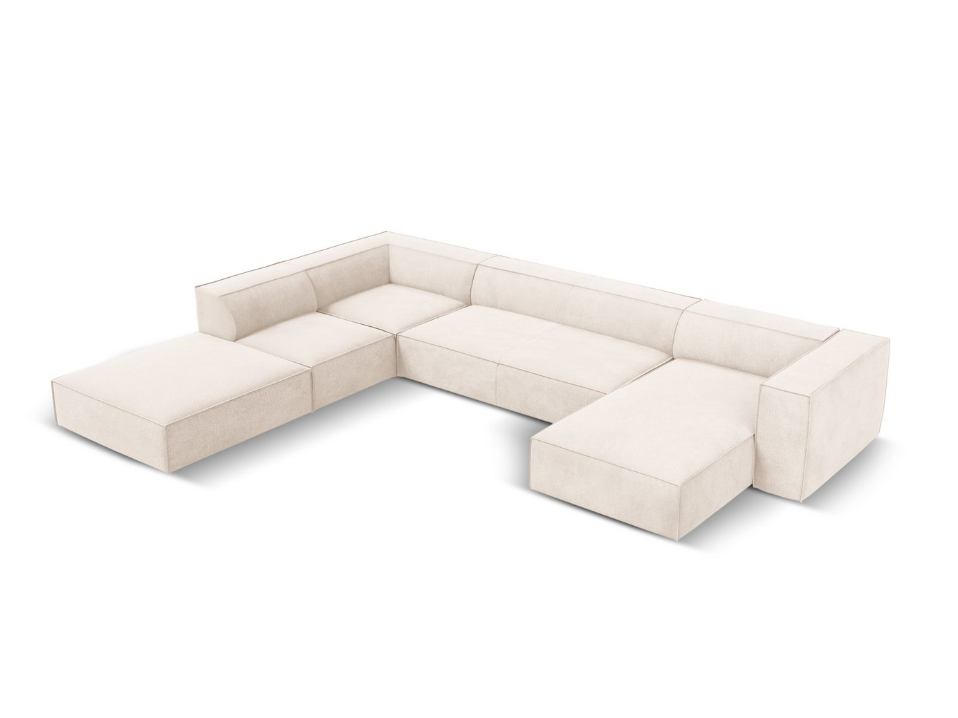 Cosmopolitan Design vänstervänd panoramahörnsoffa, "Turin", 6-sits, 365 × 270 × 68 cm, Rosario, ben i svart bok