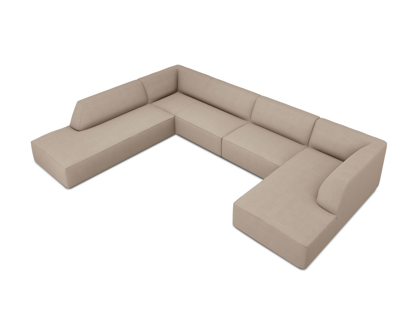 Cosmopolitan Design vänstervänd panoramahörnsoffa, "Siena", 7-sits, 366 × 273 × 69 cm, Ottawa, svarta plastben