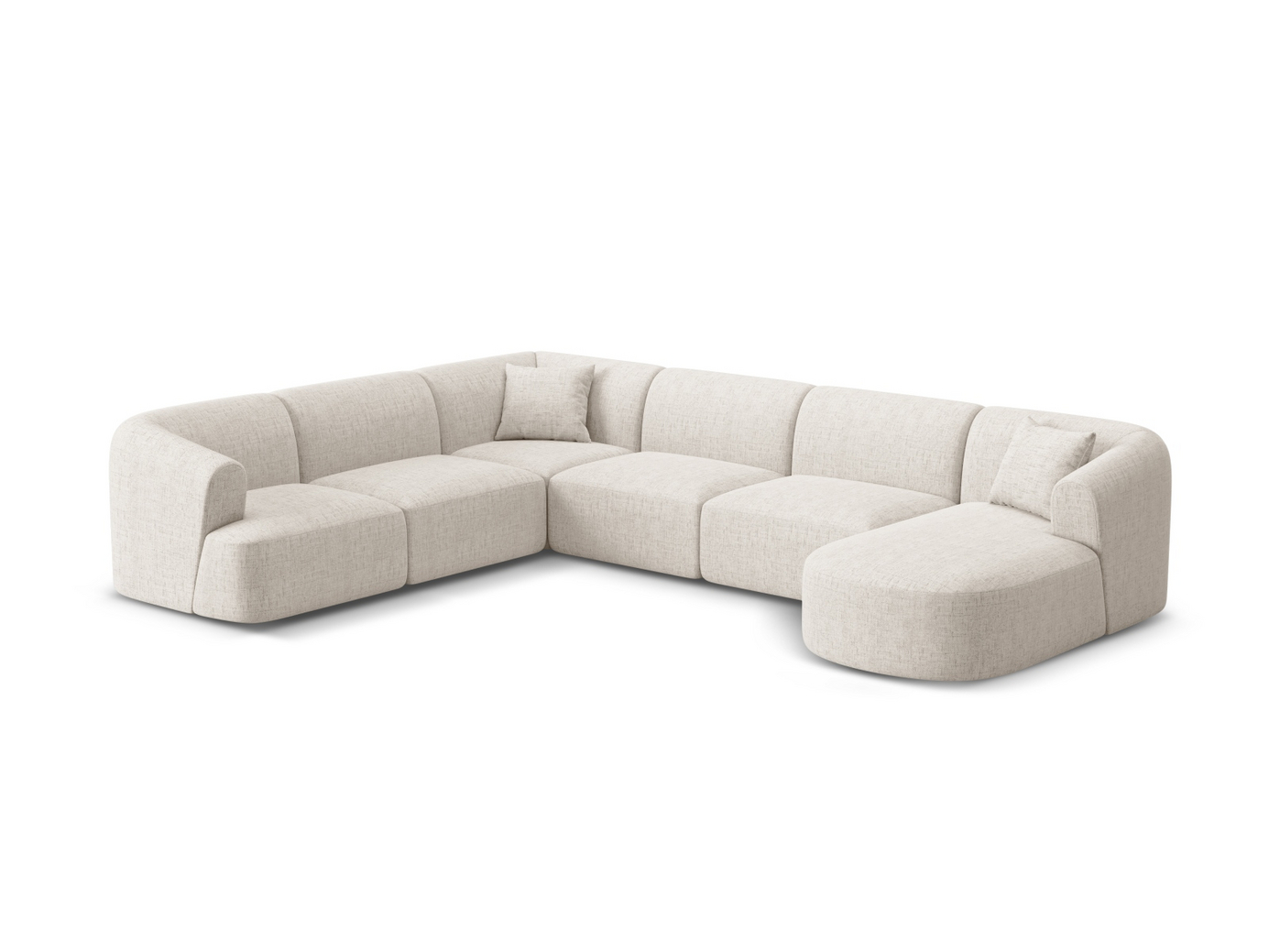 Cosmopolitan Design vänstervänd panoramamodulhörnsoffa, "Campi", 7-sits, 330 × 255 × 70 cm, Moly, svarta plastben