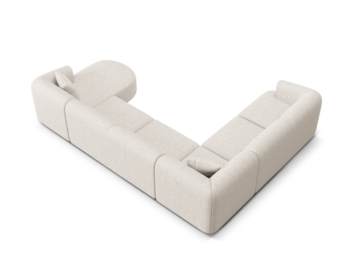 Cosmopolitan Design vänstervänd panoramamodulhörnsoffa, "Campi", 7-sits, 330 × 255 × 70 cm, Moly, svarta plastben