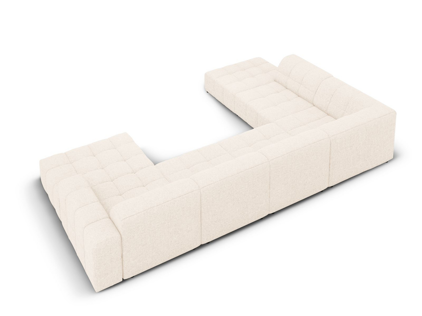 Cosmopolitan Design vänstervänd panoramahörnsoffa, "Chicago", 7-sits, 375 × 263 × 78 cm, Haga, svarta plastben