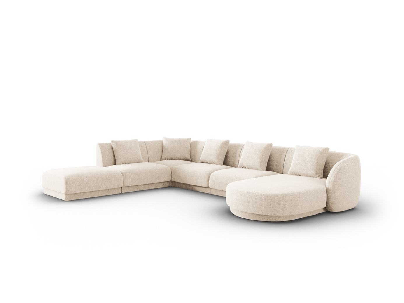 Cosmopolitan Design vänstervänd panoramahörnsoffa, "Tulum", 6-sits, 330 × 255 × 70 cm, Haga, svarta plastben