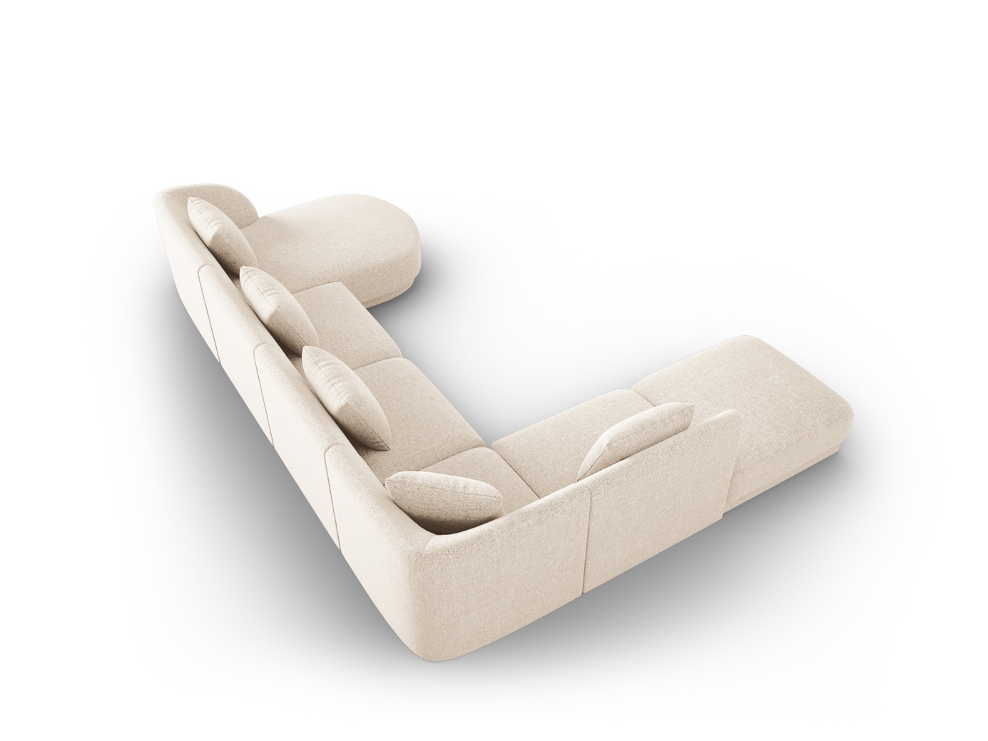 Cosmopolitan Design vänstervänd panoramahörnsoffa, "Tulum", 6-sits, 330 × 255 × 70 cm, Haga, svarta plastben
