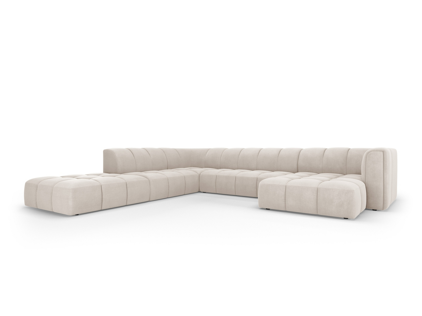 Cosmopolitan Design vänstervänd panoramamodulhörnsoffa, "Moritz", 7-sits, 329 × 276 × 70 cm, Rebel, svarta plastben