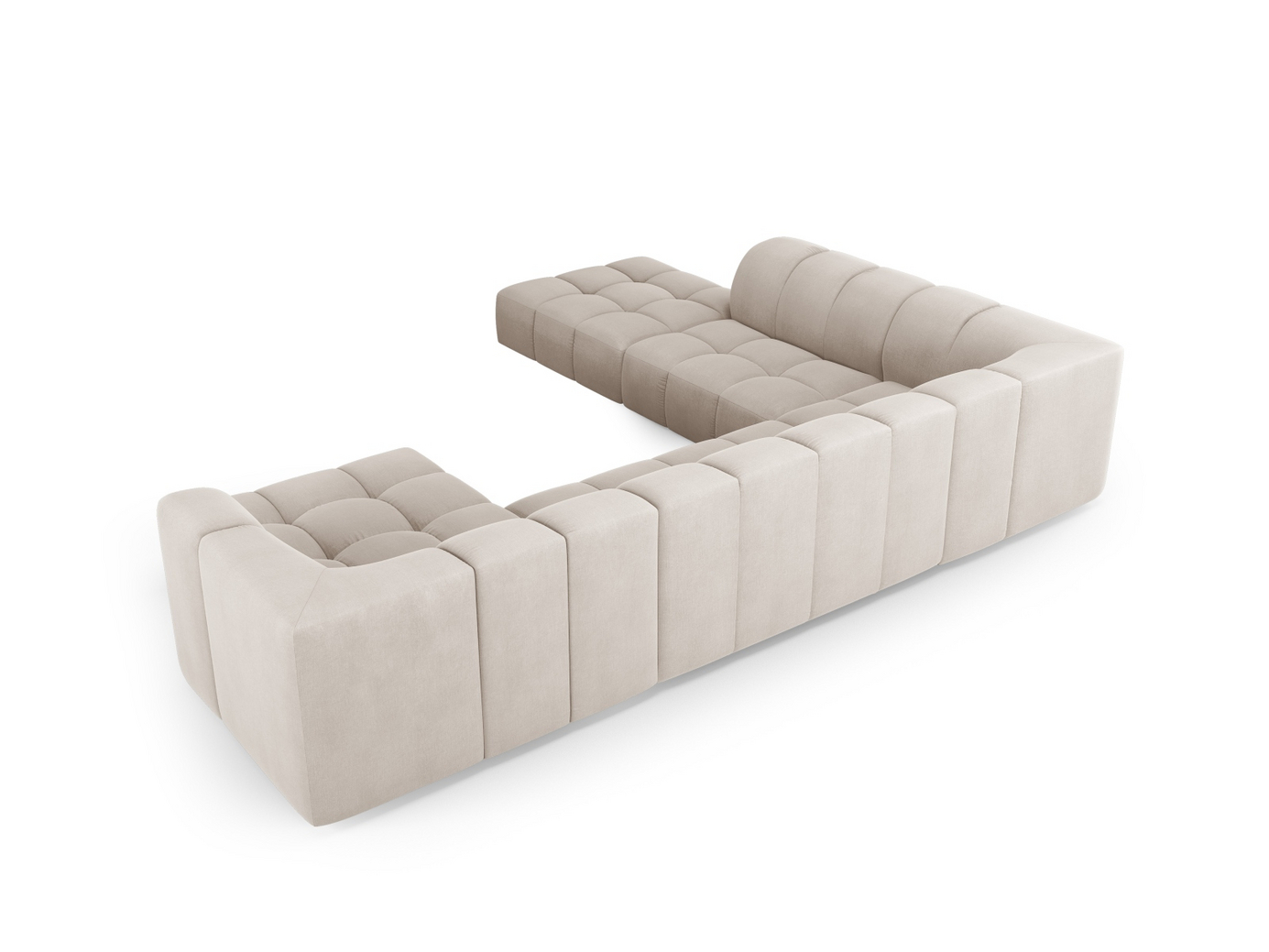Cosmopolitan Design vänstervänd panoramamodulhörnsoffa, "Moritz", 7-sits, 329 × 276 × 70 cm, Rebel, svarta plastben
