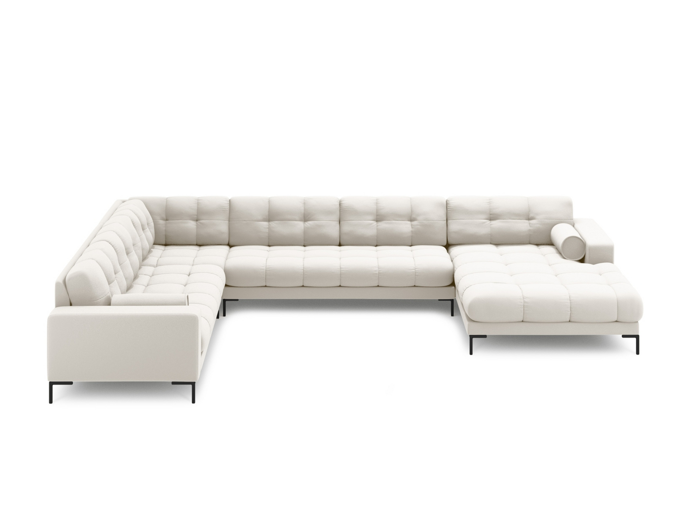 Cosmopolitan Design vänstervänd panoramahörnsoffa, "Bali", 7-sits, 327 × 256 × 75 cm, Neve, svarta metallben