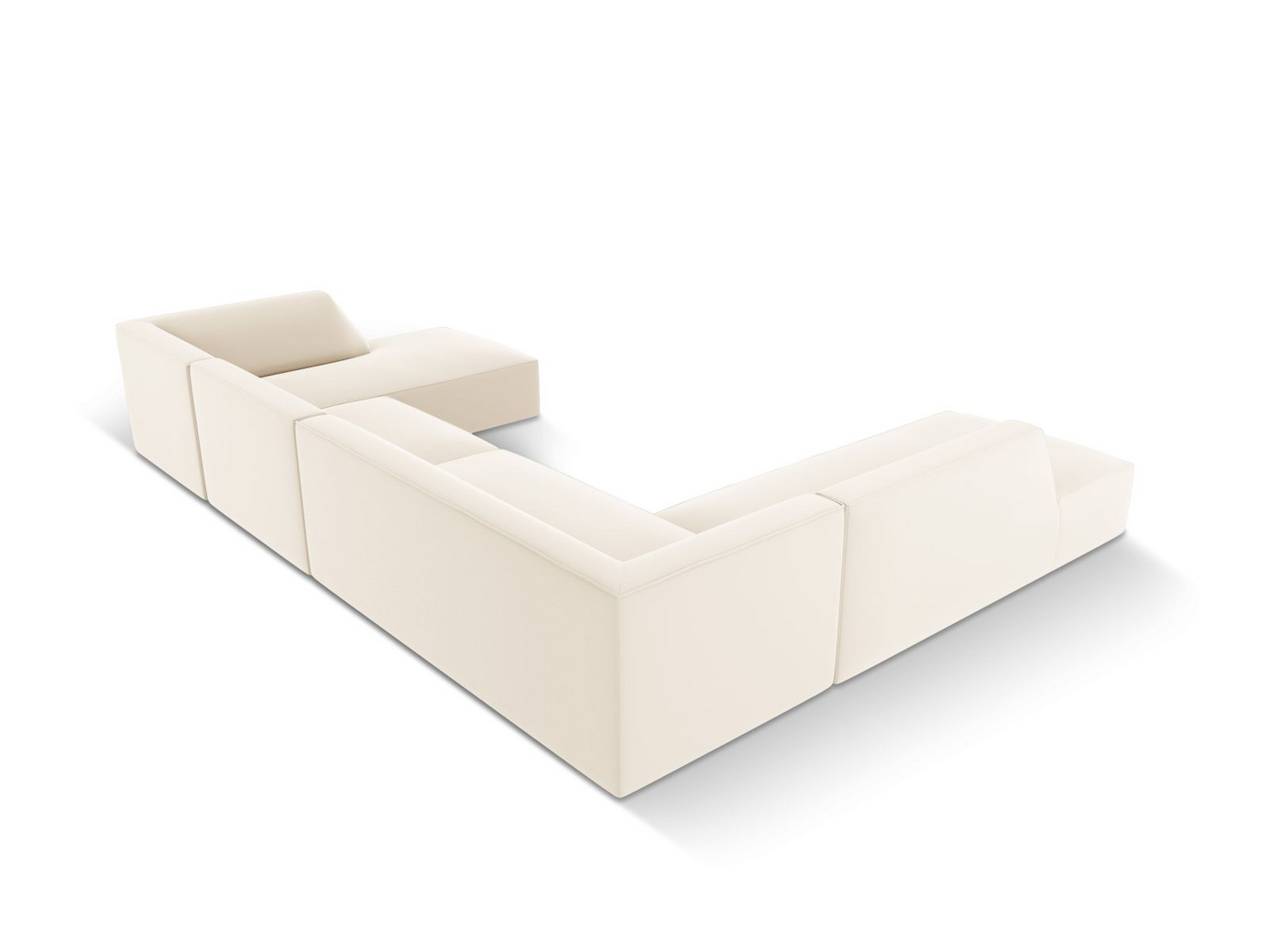 Cosmopolitan Design vänstervänd konstläderpanoramamodulhörnsoffa, "Siena", 7-sits, 366 × 273 × 69 cm, Pacifico, svarta plastben