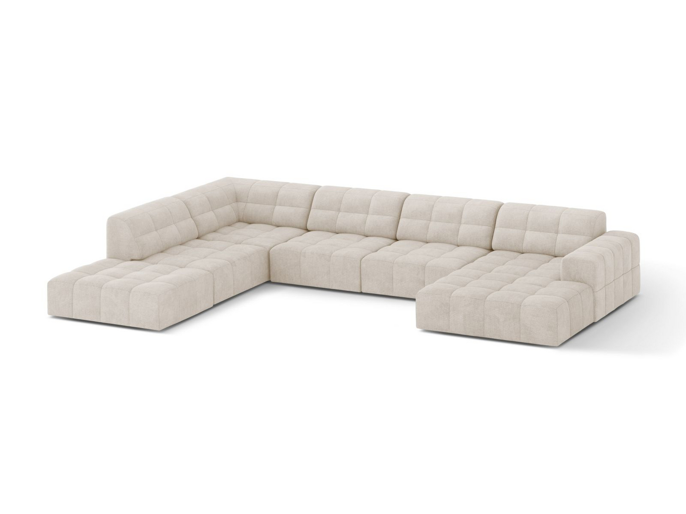 Cosmopolitan Design vänstervänd panoramahörnsoffa, "Chicago", 7-sits, 375 × 263 × 78 cm, Eden 10, svarta plastben