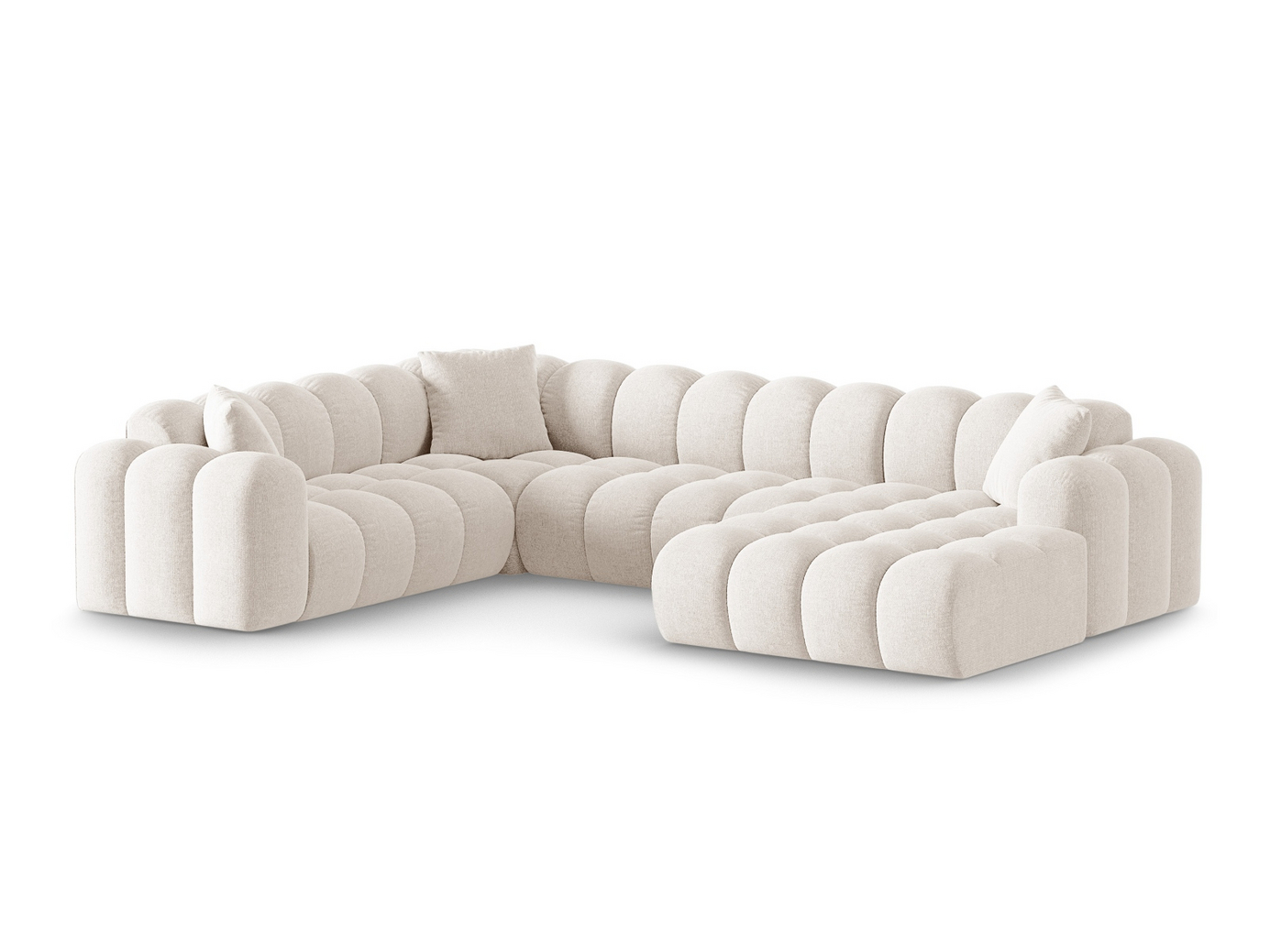 Cosmopolitan Design vänstervänd panoramahörnsoffa, "Treno", 4-sits, 330 × 240 × 70 cm, Eden 10, svarta plastben