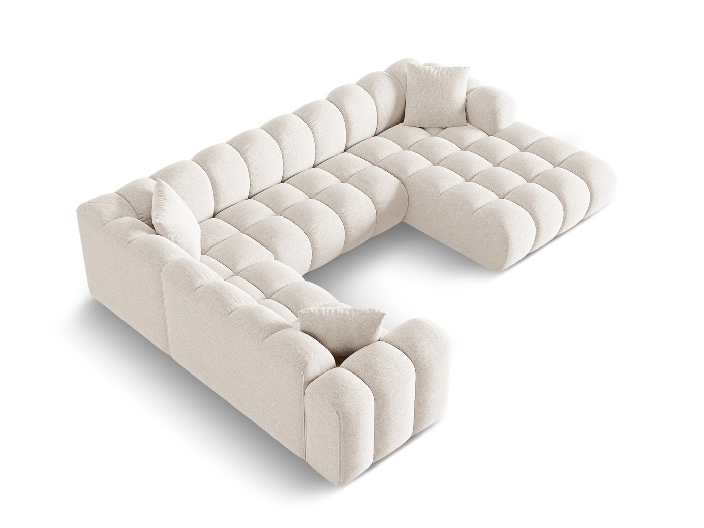 Cosmopolitan Design vänstervänd panoramahörnsoffa, "Treno", 4-sits, 330 × 240 × 70 cm, Eden 10, svarta plastben