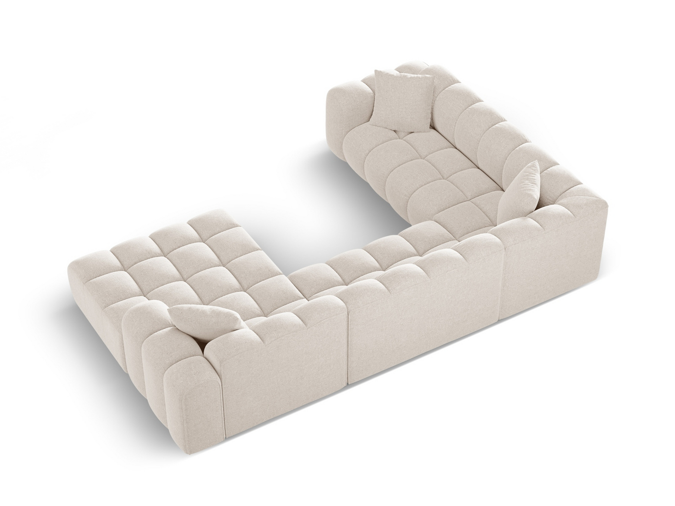 Cosmopolitan Design vänstervänd panoramahörnsoffa, "Treno", 4-sits, 330 × 240 × 70 cm, Eden 10, svarta plastben