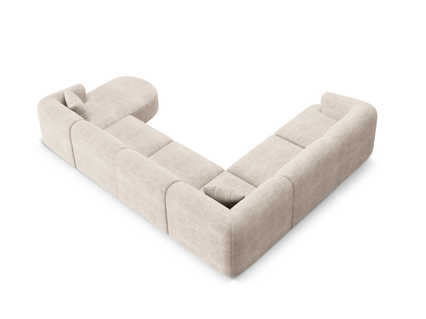 Cosmopolitan Design vänstervänd panoramamodulhörnsoffa, "Campi", 7-sits, 330 × 255 × 70 cm, Lincoln, svarta plastben