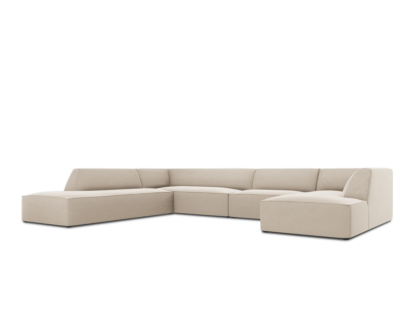 Cosmopolitan Design vänstervänd sammetspanoramahörnsoffa, "Siena", 7-sits, 366 × 273 × 69 cm, Salvador, svarta plastben, Variant UL_44