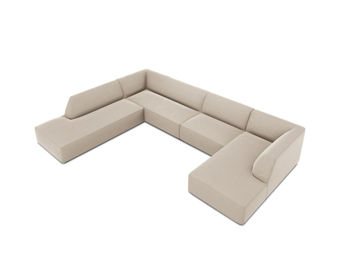 Cosmopolitan Design vänstervänd sammetspanoramahörnsoffa, "Siena", 7-sits, 366 × 273 × 69 cm, Salvador, svarta plastben, Variant UL_44