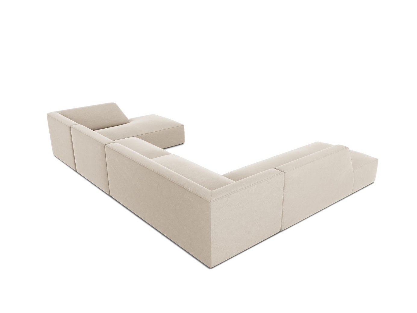 Cosmopolitan Design vänstervänd sammetspanoramahörnsoffa, "Siena", 7-sits, 366 × 273 × 69 cm, Salvador, svarta plastben, Variant UL_44