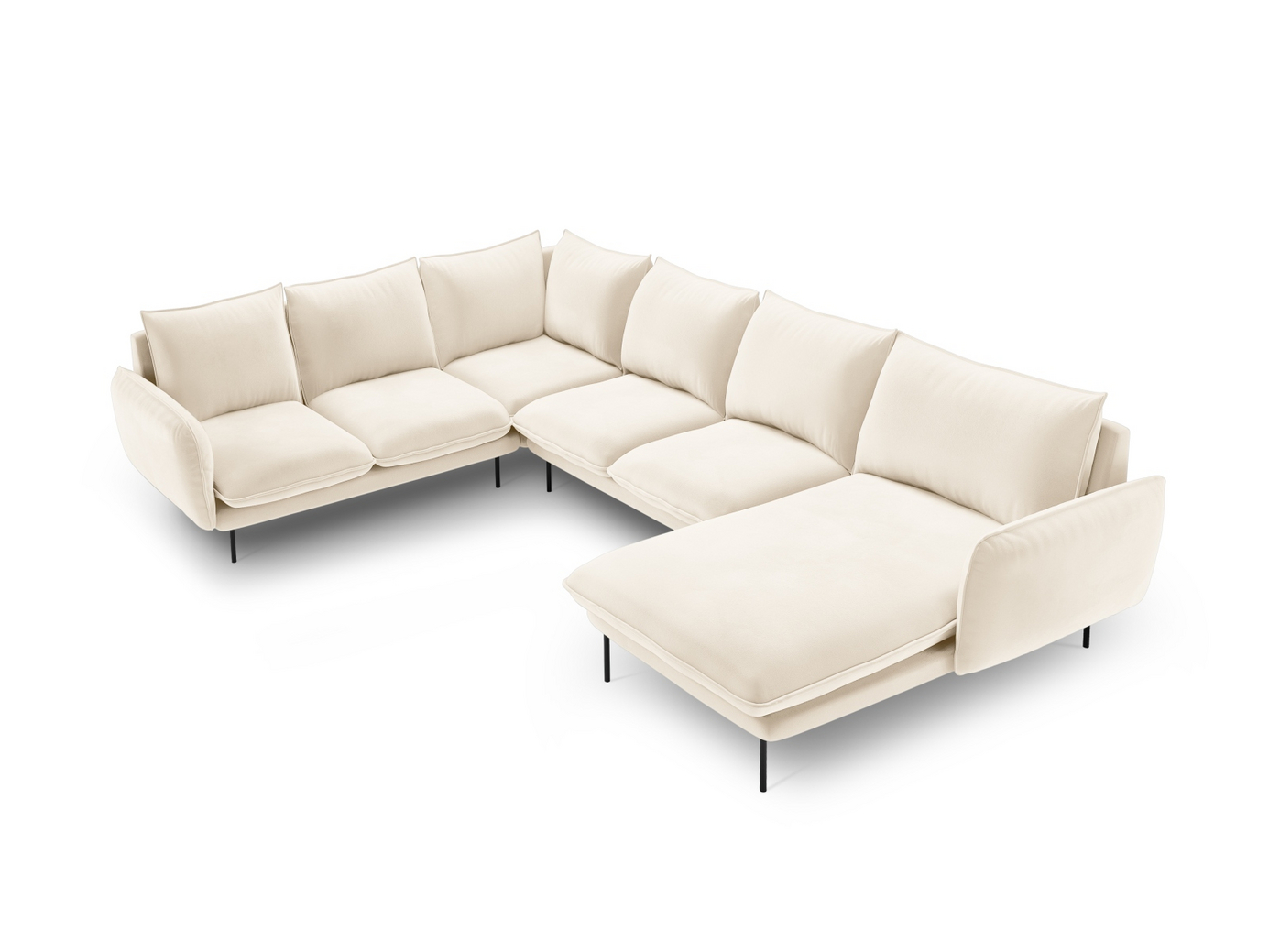 Cosmopolitan Design vänstervänd sammetspanoramahörnsoffa, 