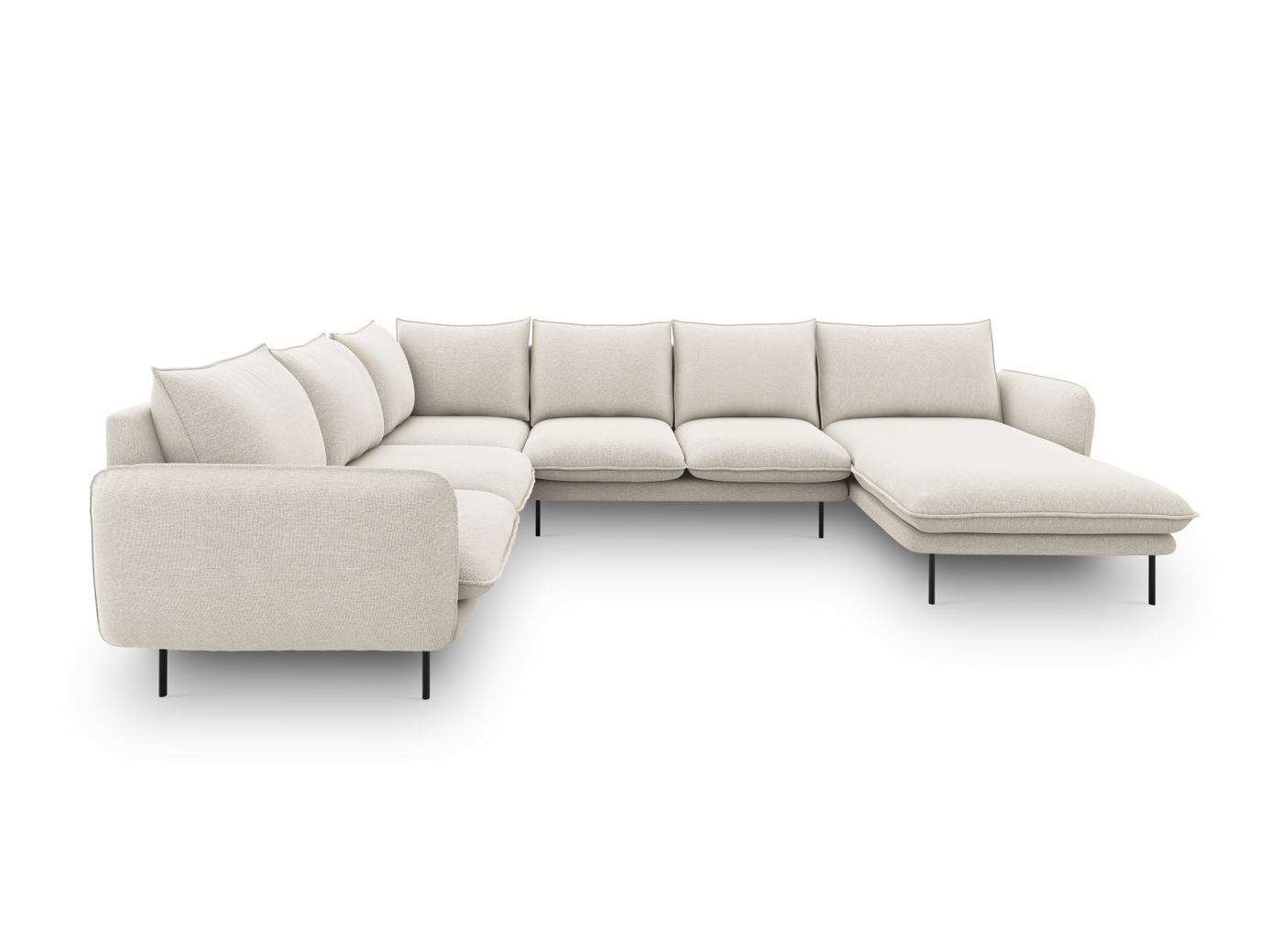 Cosmopolitan Design vänstervänd panoramahörnsoffa, "Vienna", 7-sits, 330 × 235 × 95 cm, Positano, svarta metallben