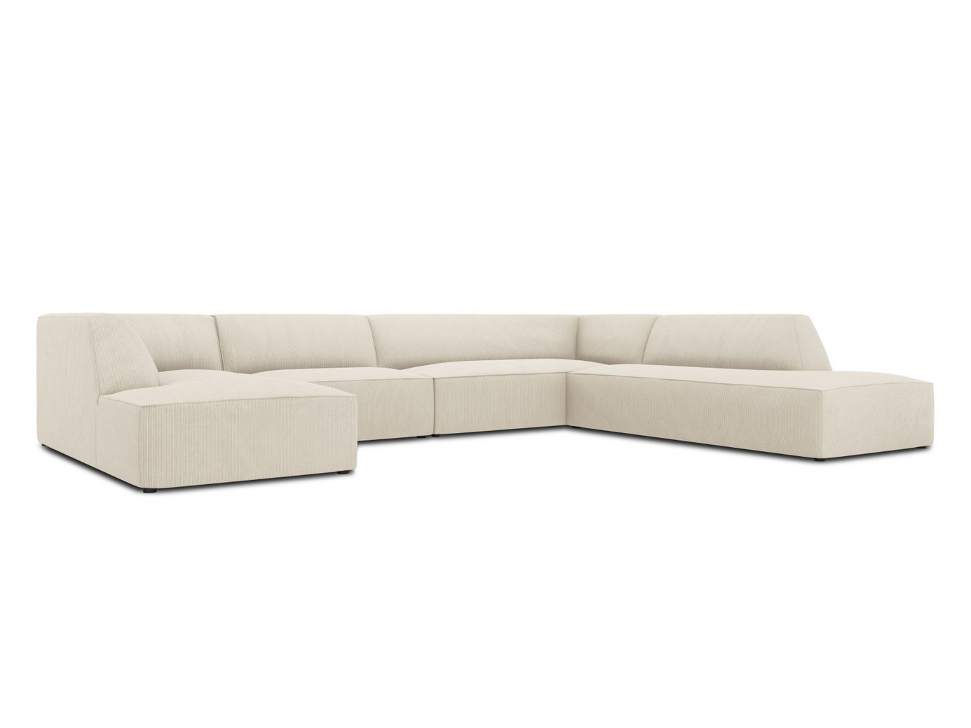 Cosmopolitan Design högervänd panoramahörnsoffa, "Siena", 7-sits, 366 × 273 × 69 cm, Scala, svarta plastben
