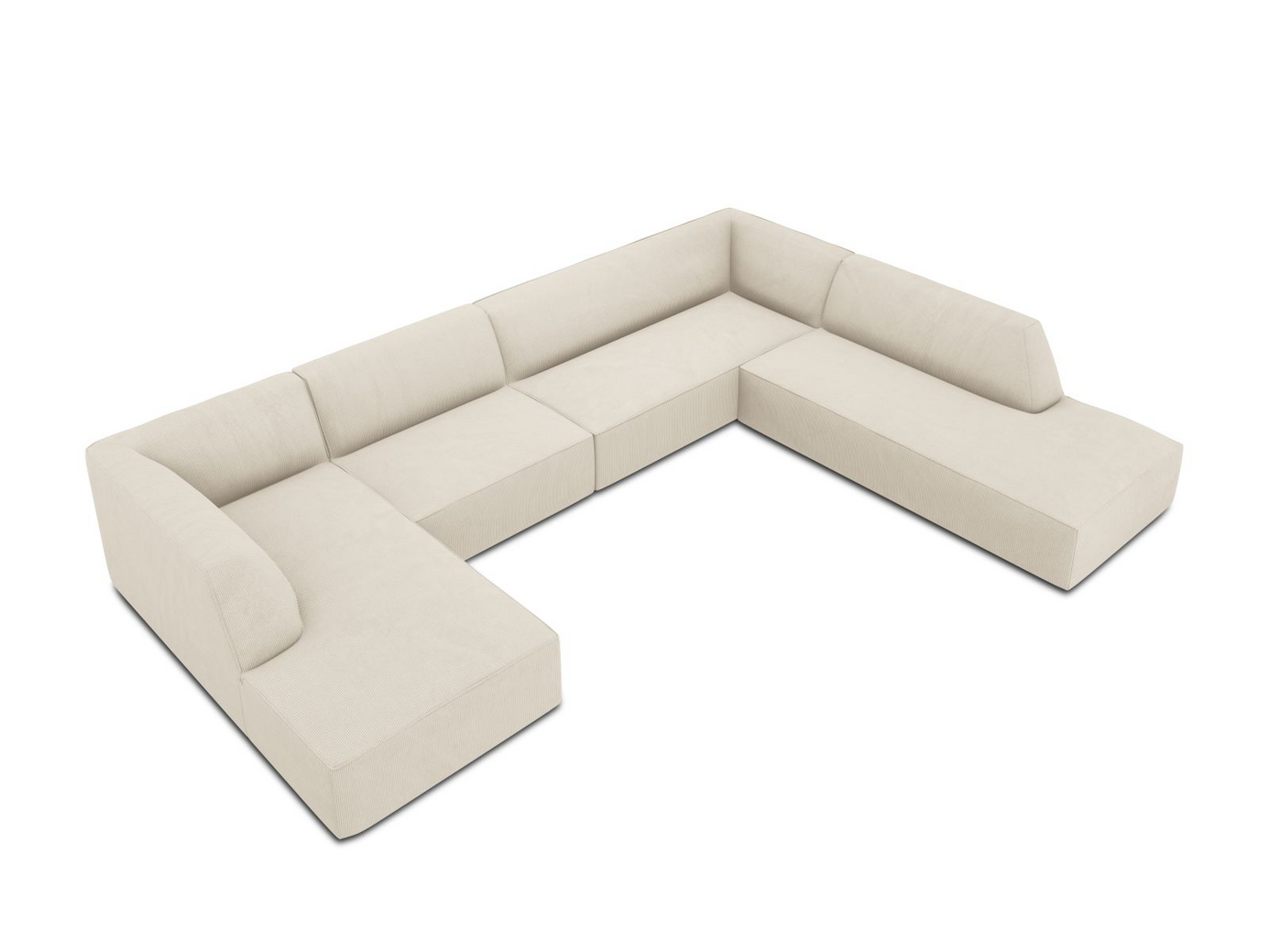 Cosmopolitan Design högervänd panoramahörnsoffa, "Siena", 7-sits, 366 × 273 × 69 cm, Scala, svarta plastben