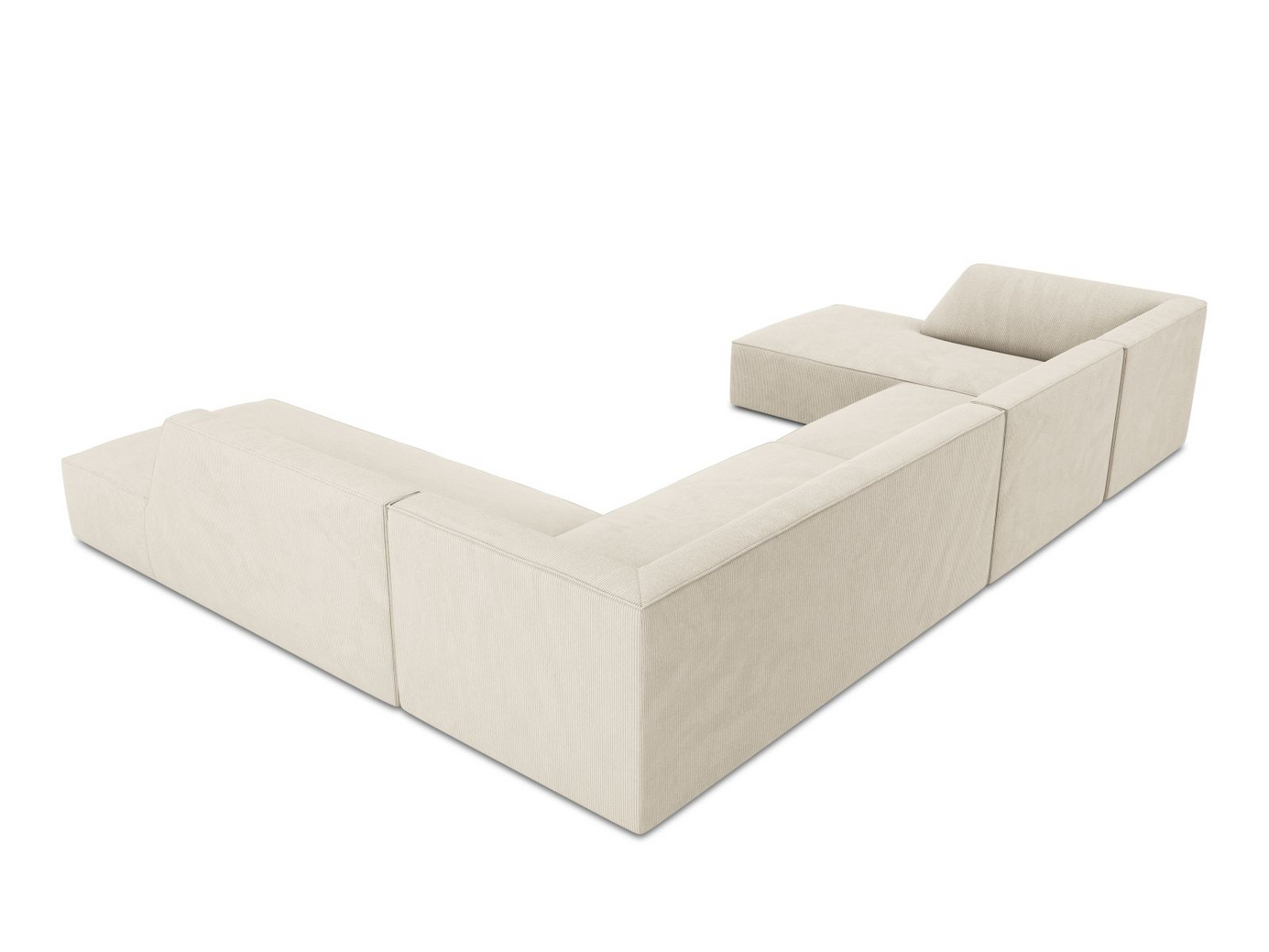 Cosmopolitan Design högervänd panoramahörnsoffa, "Siena", 7-sits, 366 × 273 × 69 cm, Scala, svarta plastben